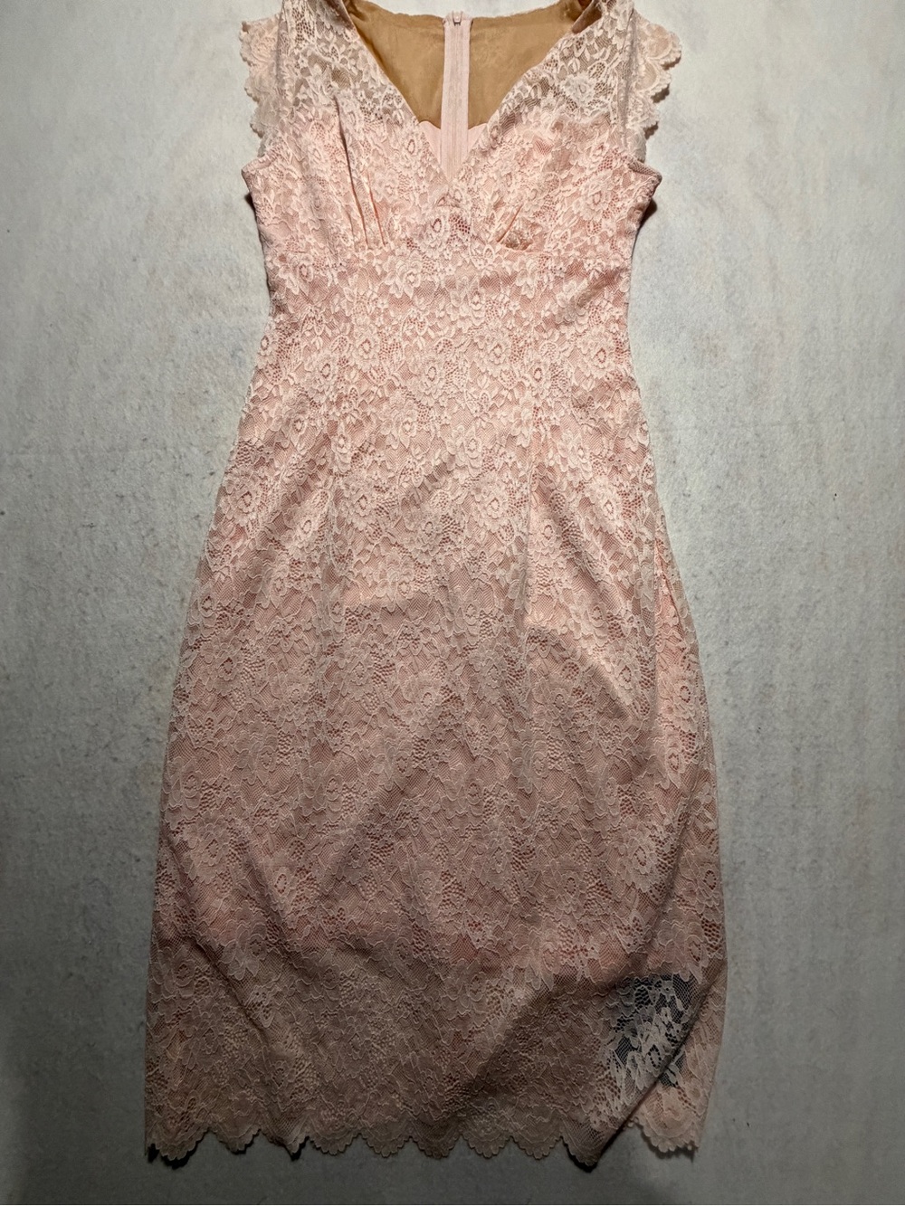 NWT Gert Corel Peach Lace Cocktail Dress Size M Fully Lined